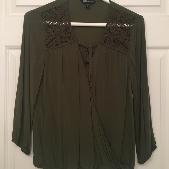 Express Crochet Peasant Top (Green) - Picture 1 of 3